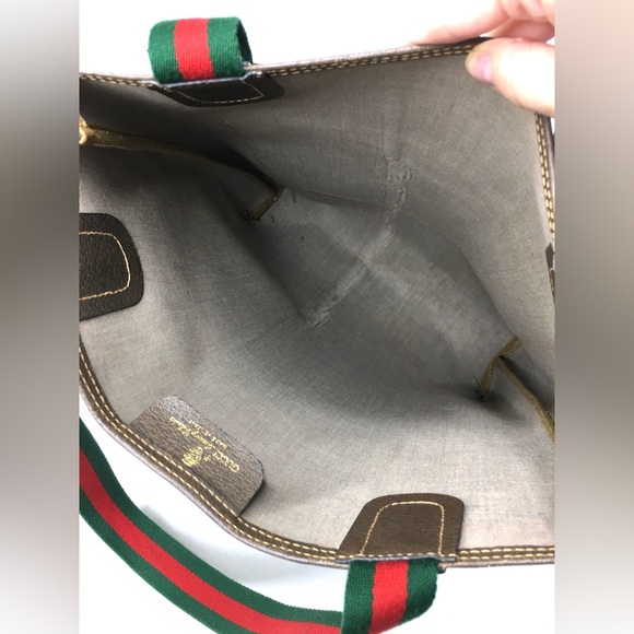 Authentic Gucci brown monogram coated canvas tote bag - Picture 10 of 16